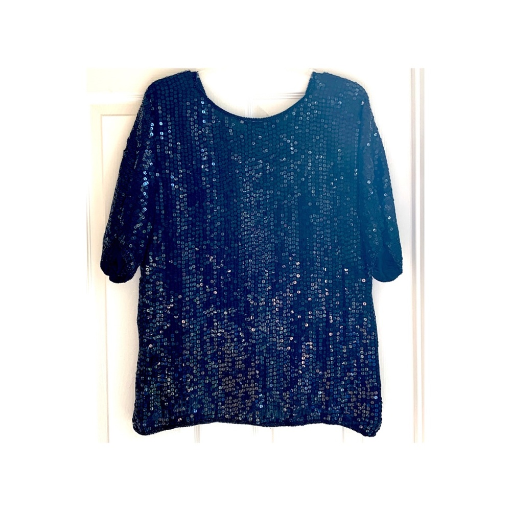 SILK SEQUINED Pull Over Top - Picture 5 of 6